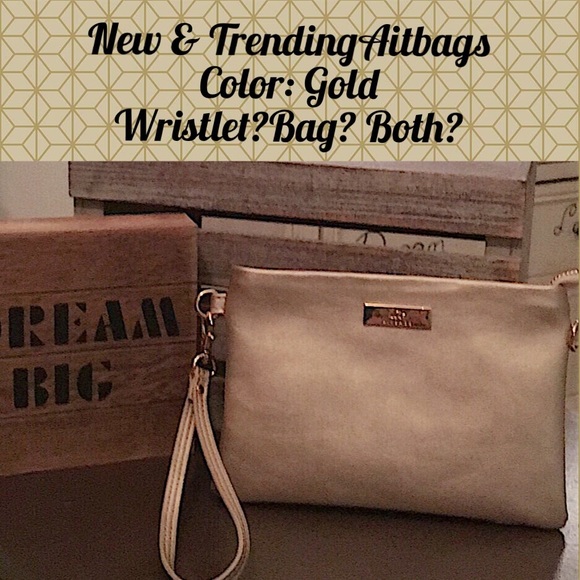 Aitbag Handbags - Leather Wristlet/Clutch or Crossbody w/Chain Strap